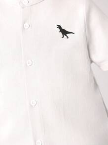 SHEIN Leap Crew 2pcs/Set Toddler Boy Plain Short Sleeve Shirt And Shorts Set, Simple And Fashionable, Suitable For Summer