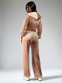 Missguided x Playboy X Velvet Rhinestone Sweatpants Joggers Loungewear Athletic Pants Soft Plush Cozy Fall Winter Tracksuit Bottoms Athleisure Workout