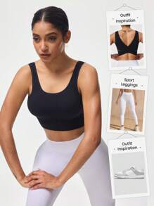 Gameset SHEIN Sport High Impact Seamless Sports Bras ,Sports Bra With Sewn-In Pads, High Impact Support With Non-Removable Pads Molded Cups,For Women High Support Racerback,Workout, Yoga, Running - Black - View 6