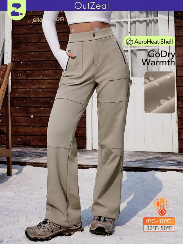 OutZeal Pantaloni cargo largi din lână AeroHeat, rezistenți la apă, cu buzunare multiple