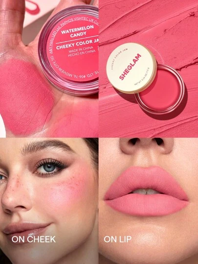 SHEGLAM Cheeky Color Jam-西瓜糖 6 色多用途霜狀腮紅唇膏啞光高色調天然腮紅粉面部彩妝促銷粉色腮紅 品牌 美容 化妝 化妝品 適合女性與女孩 完美搭配冬季春季 Y2K 時尚 流行 生日 情人節禮物 假期 派對準備就緒 最佳顏色