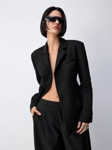 LYSMO 2025 New Arrival Spring/Summer Funnel Waist Fitted Suit - Black - View 3
