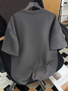 Manfinity Homme Plus Size Men's Letter Print Round Neck Short Sleeve Casual T-Shirt