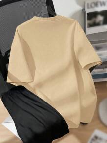 SHEIN 2pcs/Set Teen Boy Casual Minimalist Short Sleeve Crew Neck Top And Shorts Set, Suitable For Summer