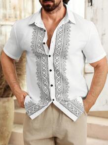 Manfinity Homme Short Sleeve Casual Shirt, Suitable For Summer - Multicolor - View 5