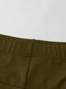 Calvaya Plus Size Solid Color Minimalist Leggings, Suitable For Summer - Army Green - View 5
