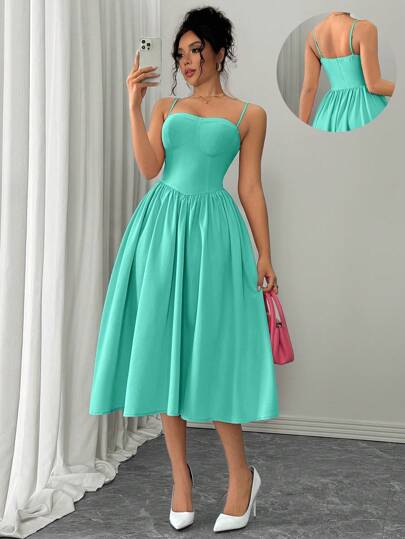 Rafferiza Fashionable Versatile Date Party Cinched Waist Swing Dress, Autumn/Winter For Women