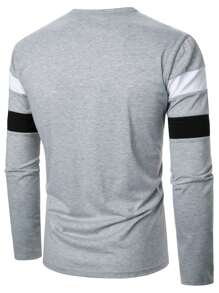 Manfinity Homme Men's Button Design Stripe Long Sleeve Casual T-Shirt - Multicolor - View 3