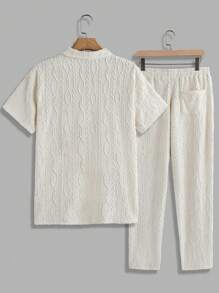 Manfinity VCAY 2pcs/Set Slim Fit Men Knitted Casual Polo Shirt Set, Suitable For Summer - Apricot - View 2