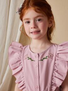 SHEIN Young Girls' Elegant French Style Jumpsuit, Spring/Summer - Pink - View 7