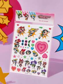 THE POWERPUFF GIRLS X SHEIN A Blossom, Bubbles, Buttercup Pattern Decorative Sticker, Which Can Be Freely Cut And Layered, Can Be Used To Decorate Nails, Cups, Stationery, Planners, And More, Allowing You To Decorate Any Place You Like,Suitable For Women, Girls, Blossom, Bubbles, Buttercup,Love, Friendship - Multicolor - View 3