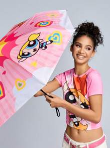 THE POWERPUFF GIRLS X SHEIN 1 chiếc ô gấp ba tự động đóng mở hình hoa, bong bóng, hoạt hình dễ thương, có chức năng chống nắng, thích hợp cho đi học, đi làm, đi chơi và sử dụng hàng ngày, được thiết kế cho sinh viên đại học, học sinh trung học, người dùng nam và nữ - Nhiều màu - Xem 3