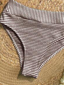 SHEIN VCAY 加大码女式条纹印花比基尼套装，适合海滩度假