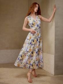 MOTF PREMIUM FLORAL PRINT CONTRAST LACE DRESS - Multicolor - View 7