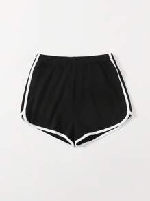 SHEIN PETITE CURVE Short simple en couleur unie style mode grande taille, convient pour l'été
