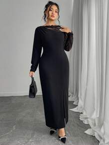 Modelyn Plus Size Simple And Fashionable Dress, Suitable For Summer - Black - View 6