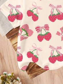 GraphicGems Blusa informal de manga corta con estampado de fresas para niña bebé, primavera/verano - Multicolor - Ver 3