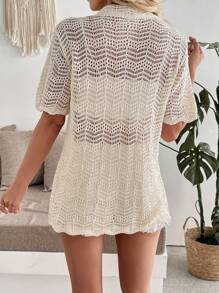 Pariaura Cárdigan de punto casual francés para primavera y verano, con diseño hueco, una pieza de vestir versátil y de moda
