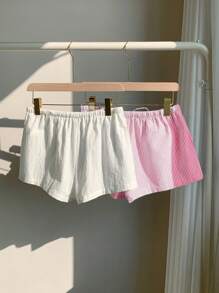 Comfortcana 2 piezas Nuevos shorts de mujer a rayas de lino