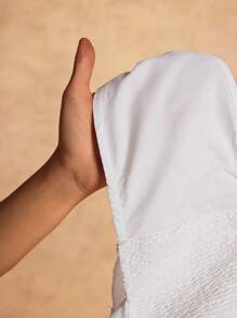 Neuer Frühlings- und Sommer-Lässig- und eleganter Urlaubs-Einschulter-Knoten-Design-Crop-Top mit breitem Bein Superweite Hose Weiß Gewebt Damen Zweiteiler-A