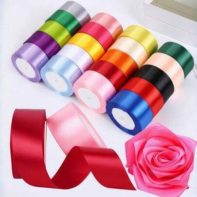 1 件/3 件 4 厘米双面宽缎带、礼盒包装装饰带、服饰配饰、编织丝带用于婚礼装饰生日节日玫瑰花 DIY 工艺丝带（22 米/卷）