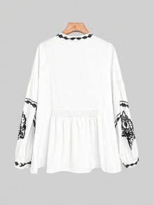 SHEIN LUNE Plus Size Casual Los Geweven Wintershirt Voor Vrouwen