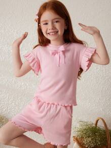 Blossori Conjunto elegante de punto rosa para niñas, para primavera/verano