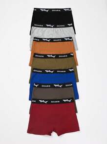 7pcs Teens Boys Simple English Letter Print Comfortable Boxer Briefs