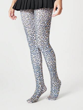 Grunge Punk 1 par de medias/pantimedia/calcetines de mujer sexy y elásticos con estampado de leopardo