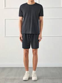 RueChic Ensemble de t-shirts réguliers pour hommes avec imprimé de rayures spéciales et patchs