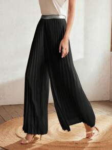 MOTF Classy PANTALONES PLISADOS CON RIBETE DE CONTRASTE - Negro - Ver 5