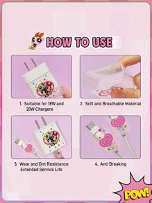 THE POWERPUFF GIRLS X SHEIN 花朵、泡泡、毛茛图案充电线保护套，Y 2 K，情人节