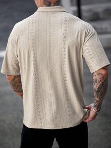 Manfinity Homme Áo thun polo nam tay ngắn vải họa tiết thường ngày đi làm - Màu be - Xem 2