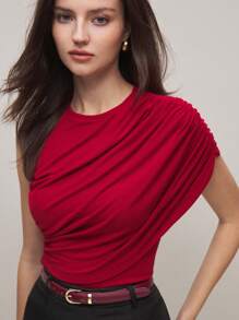 BizChic Red Women's Casual Off Shoulder T-Shirt, No Wrinkle, Suitable For Spring And Summer - Red - View 2