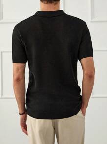 RueChic Polo à demi-zip standard à texture unie pour hommes