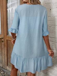 EMERY ROSE Women's Solid Front Button Short Sleeve Casual Cover-Up Dress For Vacation, For Summer Beach ,Country Concert Outfit