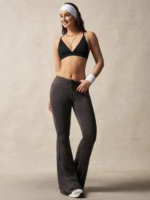 VARSITIE 女士纯色抽绳腰喇叭运动裤 - 深灰色 - 查看 4