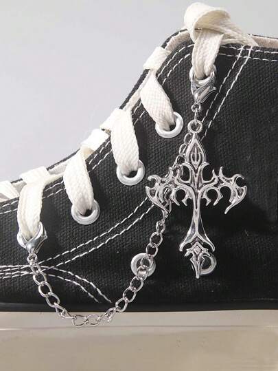 Grunge Punk Accessoire de chaussure personnalisé croix de flamme gothique hip-hop, DIY, Halloween