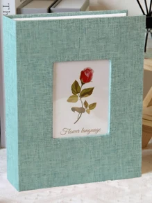 SHEIN Linen Cover Flowers Photo Album With Display Window: Modern Simplicity, Holds 200 Photos, Photo Frame Perfect For Family Memories And Gifts Easter Home Decor Wedding Decor