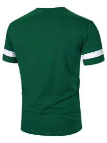 Manfinity Homme 男士休闲撞色字母印花短袖 T 恤