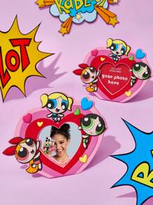 THE POWERPUFF GIRLS X SHEIN 1 件可爱卡通肖像双面相框和冰箱贴 - 紅色 - 查看 1