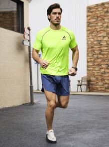 Gym Rark Camiseta deportiva de manga corta con estampado de letras y compresión para hombres - Amarillo - Ver 5