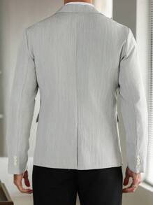 Manfinity Mode Men Long Sleeve Lapel Collar Blazer For Commuting,Men's Formal Business Blazer, Metal Chain Decorative Details, Groomsmen And Groom Wedding Business Suit, Blazer INS Best-Selling