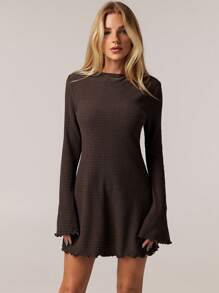 Forever 21 1 pièce Robe décontractée pour femme de couleur unie élégante à manches évasées, printemps et été