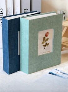 SHEIN Linen Cover Flowers Photo Album With Display Window: Modern Simplicity, Holds 200 Photos, Photo Frame Perfect For Family Memories And Gifts Easter Home Decor Wedding Decor