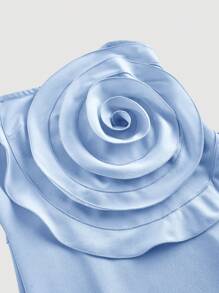 SHEIN MOD Vestido azul ajustado con volantes y estampado floral, vestido azul, vestido de santa, vestido de fiesta para mujeres, vestido para Año Nuevo