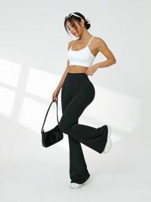 SHEIN Sport Studio Women's Sports Yoga Flared Pants With Back Pocket