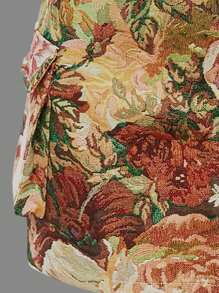 带口袋的抽象大花卉印花夏季短裙 - 彩色 - 查看 3