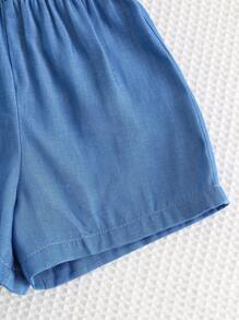 Cozy Pixies 2pcs/Set Baby Boy Contrast Color Polo Collar Short Sleeve Top And Elastic Waist Shorts