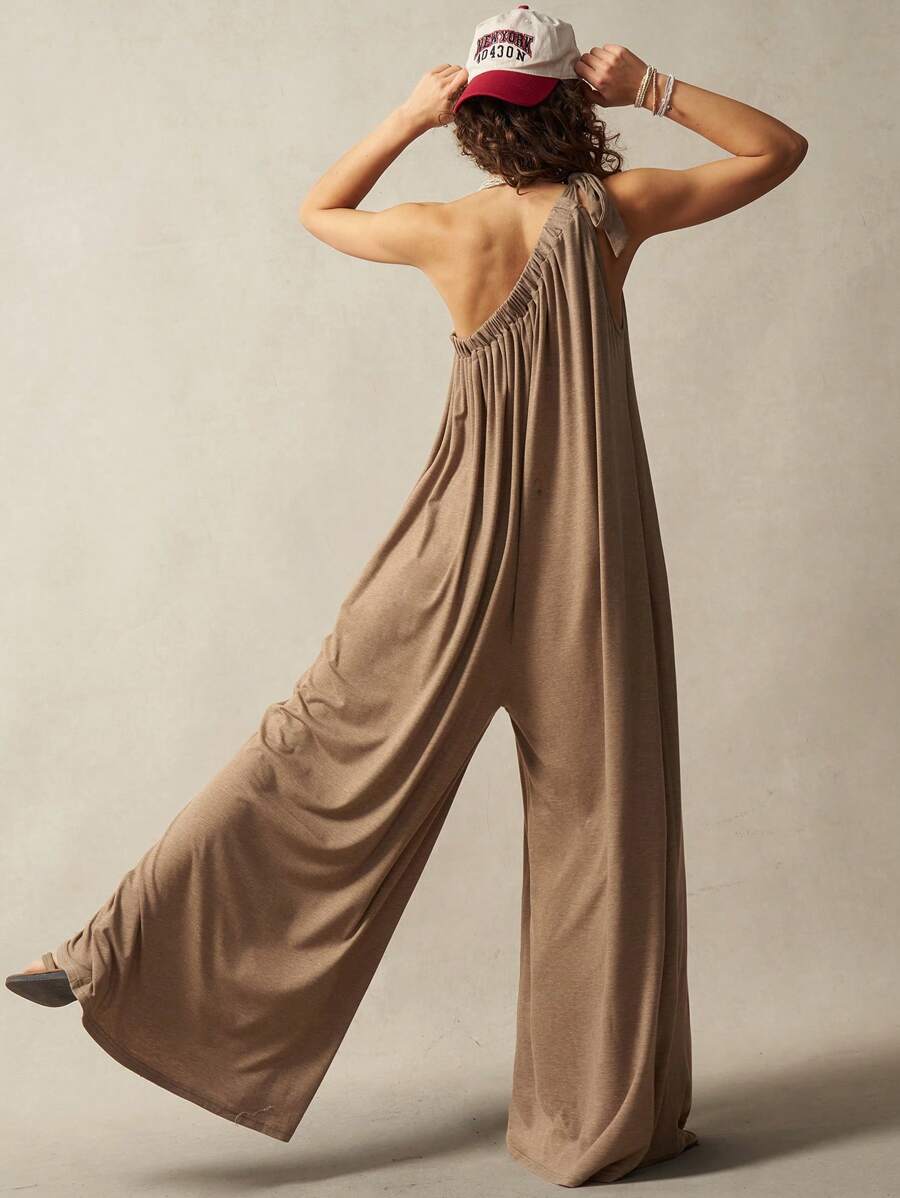 Bohemela BOHO Solid Color Knit Loose Asymmetrical Neck Women's Jumpsuit Women Summer Clothes Women Jumpsuits Casual Jumpsuits For Woman Women Jumpsuits